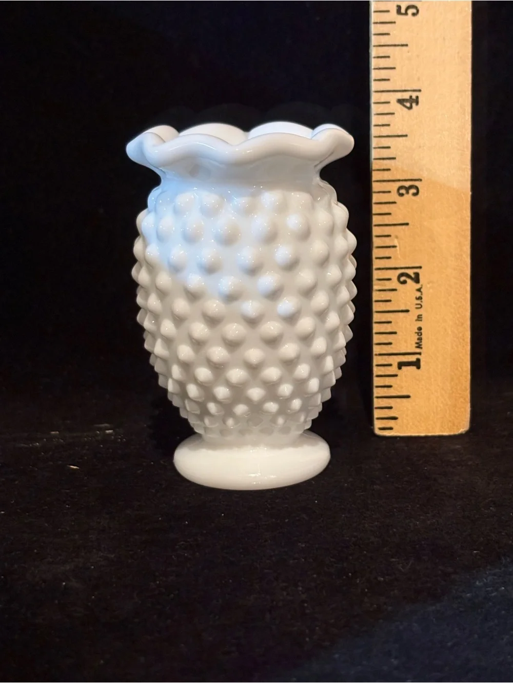 Fenton White Milk Glass Hobnail Miniature Vase